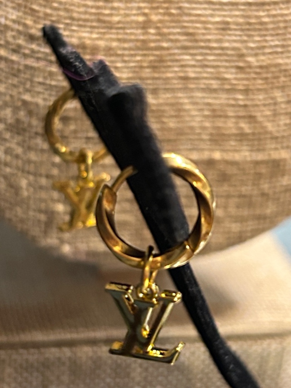 Gold-tone Hoop Earrings with dangling charm